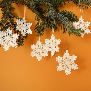 Crocheted Christmas Snowflakes: Cotton Holiday Ornaments (Set of 12)