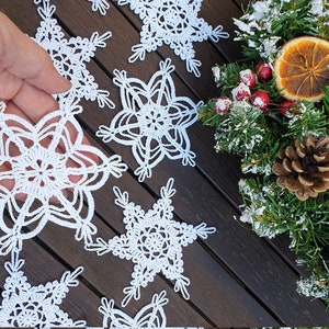 Crochet Snowflakes - Set of 12 White Cotton Christmas Ornaments