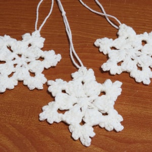 Snowflake ornament, Christmas ornaments, Set of three crochet holiday ornament