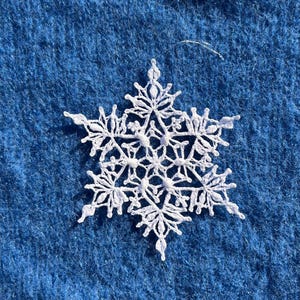 Crochet Christmas Snowflake Ornament: White Cotton Winter Decor