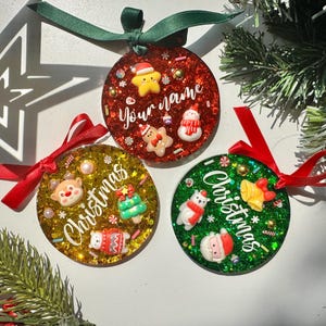 Personalized Glitter Resin Christmas Ornament: Handmade Holiday Decor